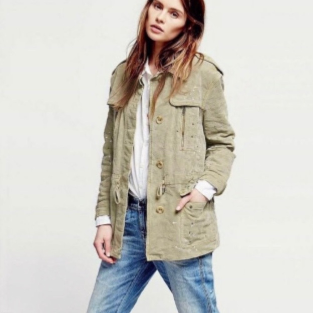 Free people paint splatter military jacket